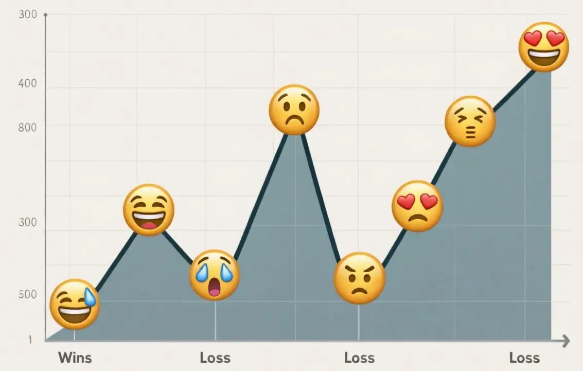 Diagramm zeigt emotionalen Zyklus beim Wetten
