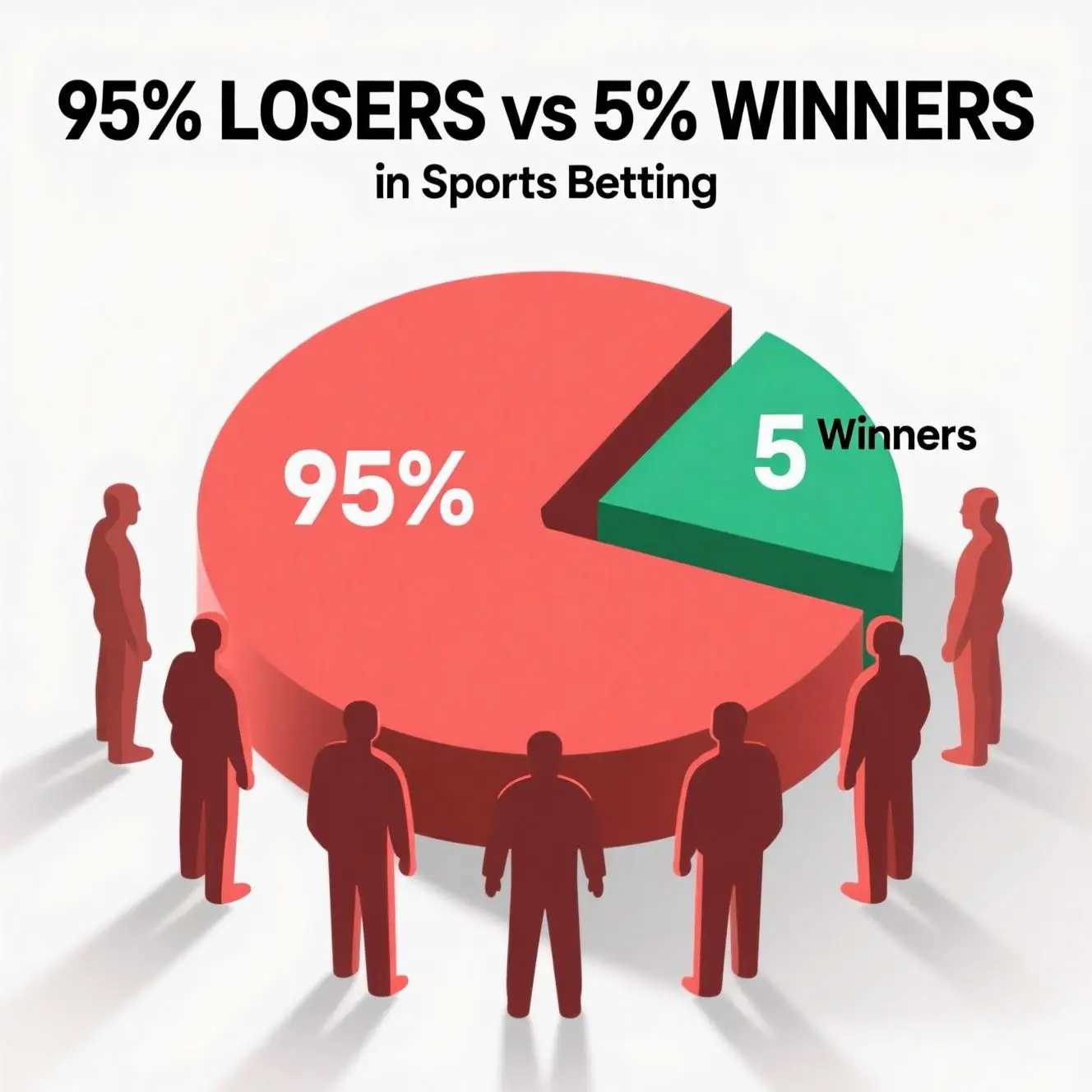 Infografik zeigt 95% Verlierer vs 5% Gewinner bei Sportwetten